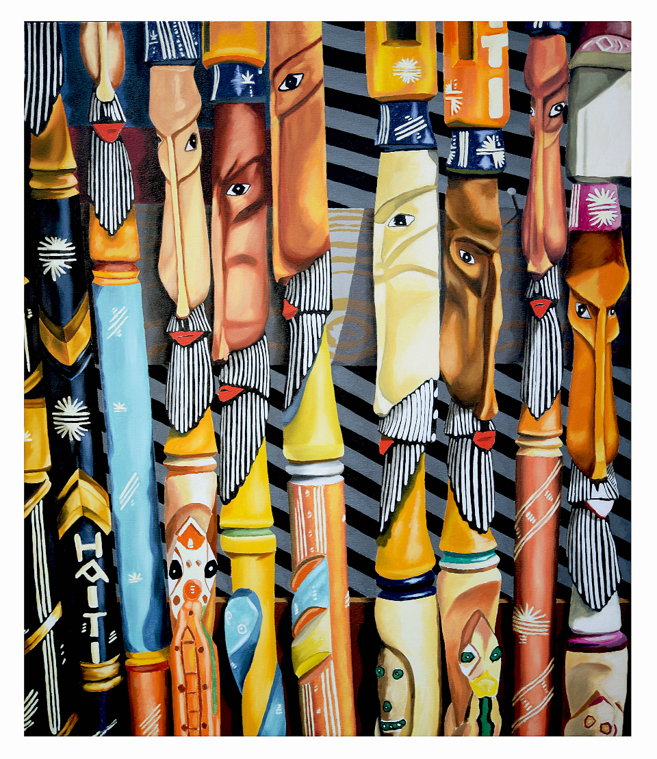 Original oil painting of Haiti beach canes by artist Rick Kroninger | Felder Gallery