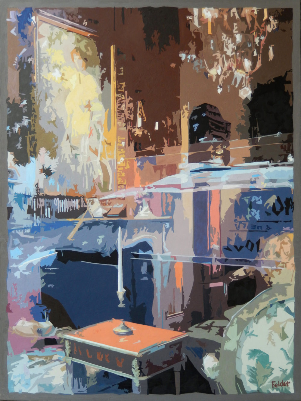 Reflections of a storefront window painting by Larry Felder | Felder Gallery
