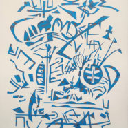 abstract blue tape drawing by james leflore | Felder Gallery